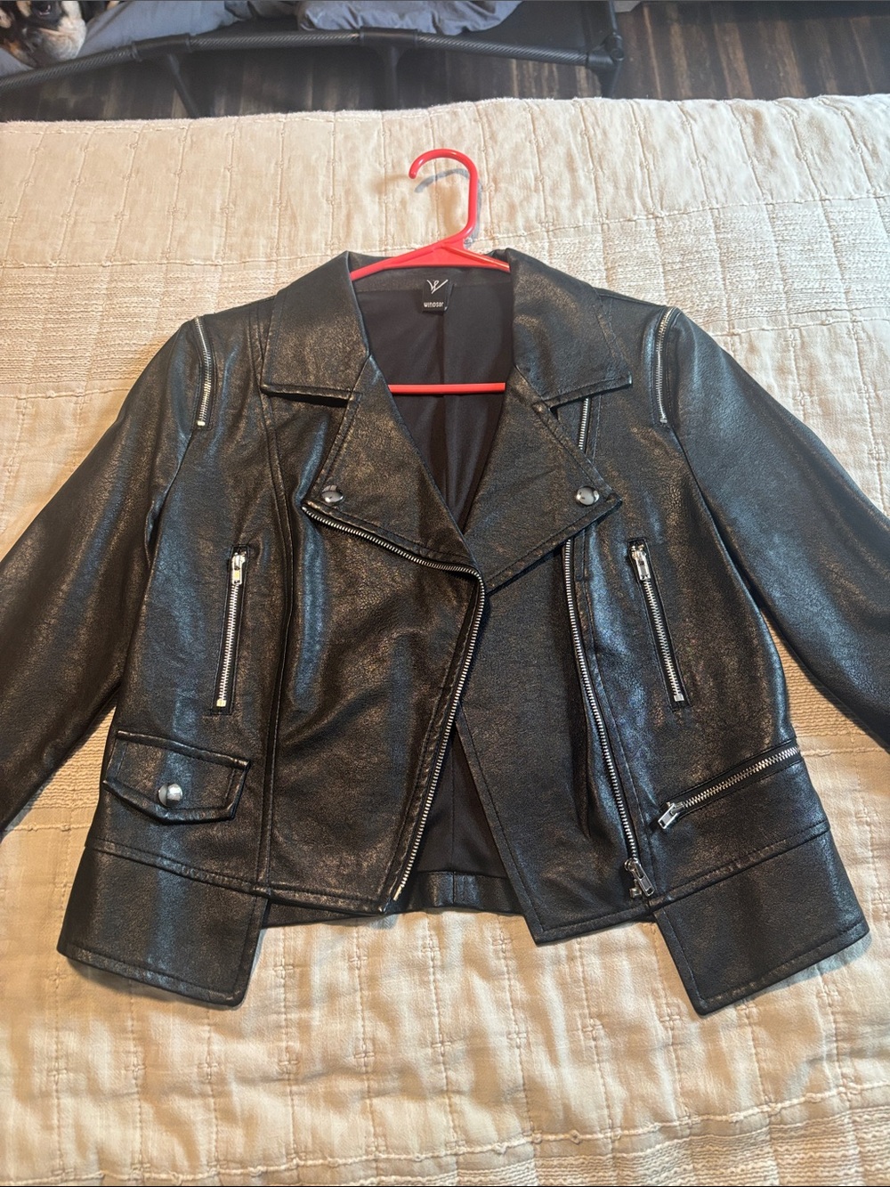 Women’s Black Faux Leather Moto Jacket